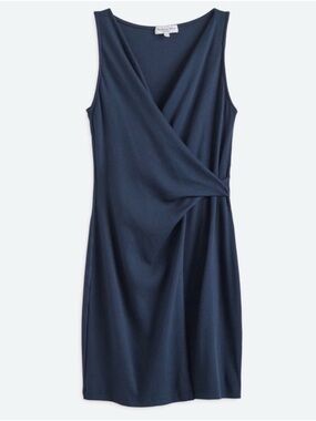 Michael Stars Abby Faux Wrap Dress Ultra Rib NWT Medium Navy Blue